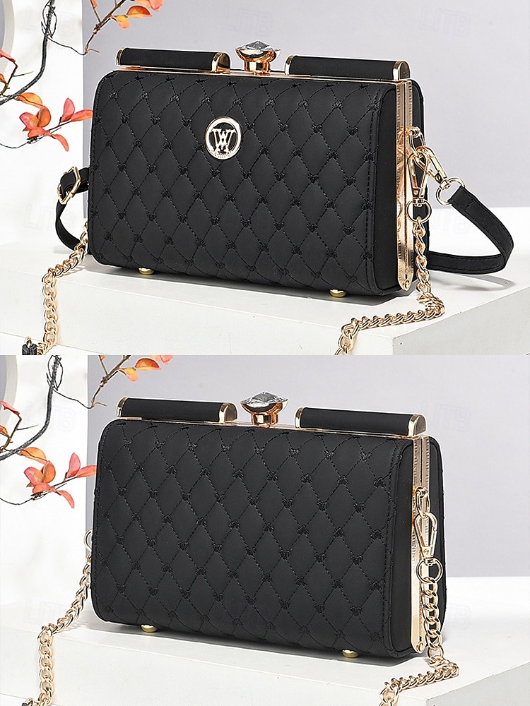 Γυναικεία τσάντα χειρός από λουστρίνι – κομψό καπιτονέ σχέδιο, έτοιμη για γάμο και μετακινήσεις, για πολλαπλές περιστάσεις με χρυσό λουράκι αλυσίδας 2026 - $34.99 –P6