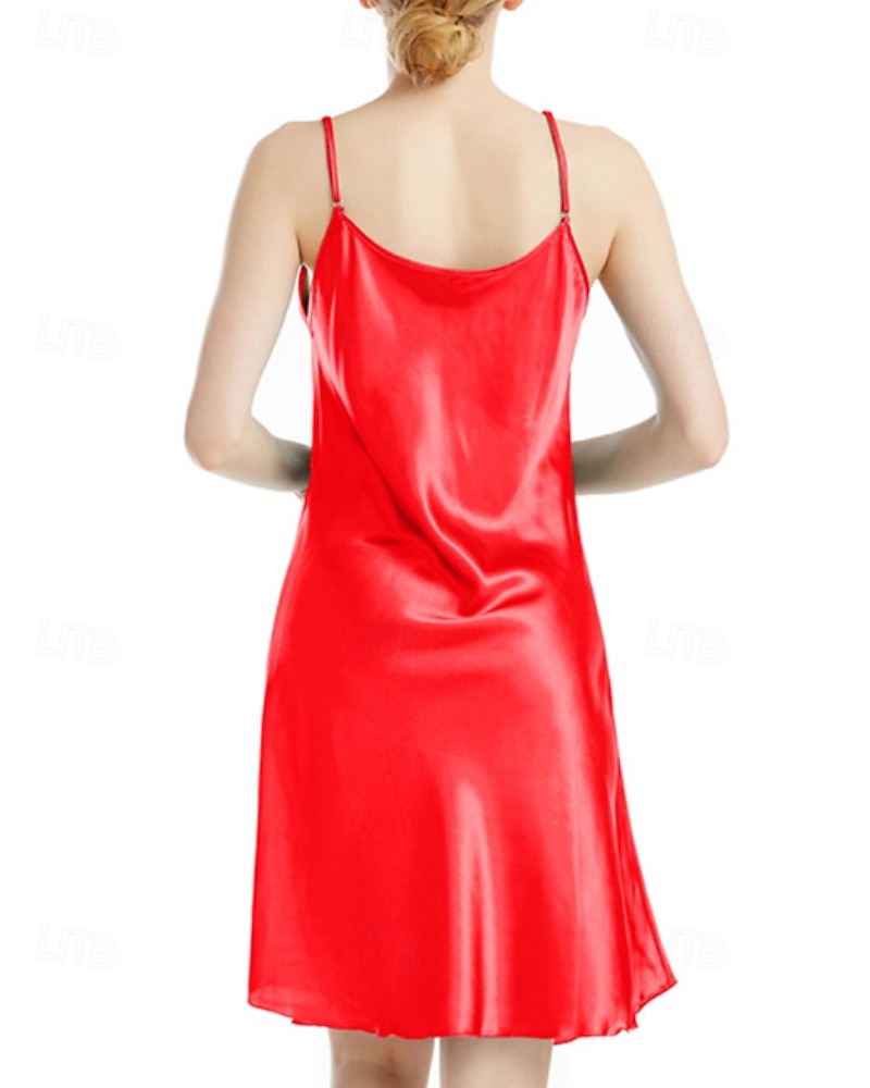 Mujer Bata de noche Casual Suave Satén Color puro Espalda al Aire Vestidos Diario Hogar Cama Sin Mangas Correas Azul cielo Negro Amarillo Rojo Morado Verano Delgado 2026 - $22.99 –P8