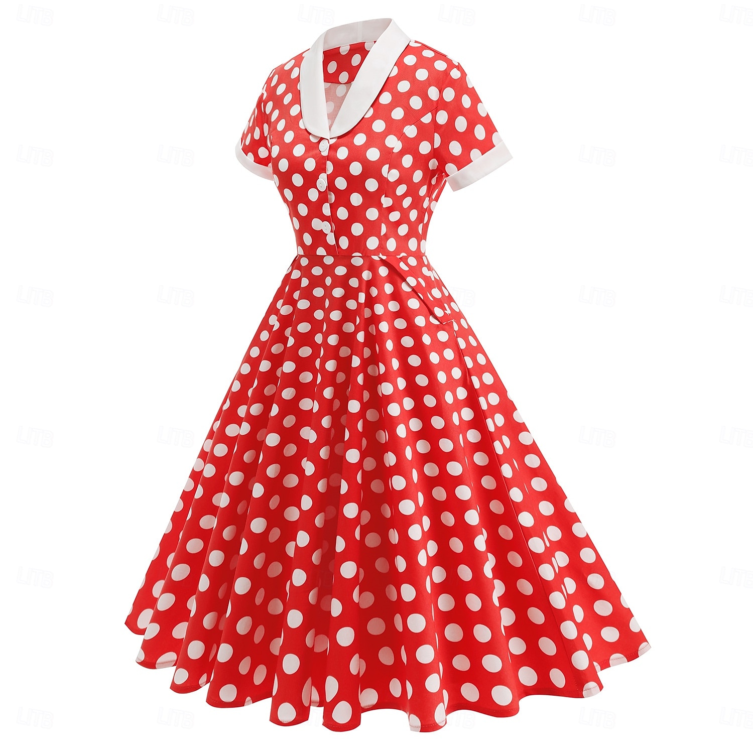 1950-es Retró Rockabilly Déli Swing ruha Flare ruha Rövid ujjú Pöttyös Karcsúsított Jelmez Női Farsang Valentin nap Hétköznapi Hazaérkezés Retro témájú buli Felnőttek Ruha Tavaszi nyár 2026 - $55.99 –P6