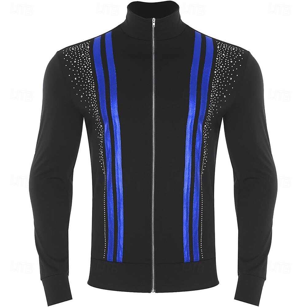 سترة تزلج على الجليد مع بنطال، ملابس تزلج على الجليد للرجال والأولاد، ملابس تزلج سوداء مطاطية للتدريب والمنافسات، ملابس تزلج حرارية دافئة مرصعة بالكريستال/أحجار الراين بأكمام طويلة للتزلج على الجليد. 2026 - $171.99 –P4