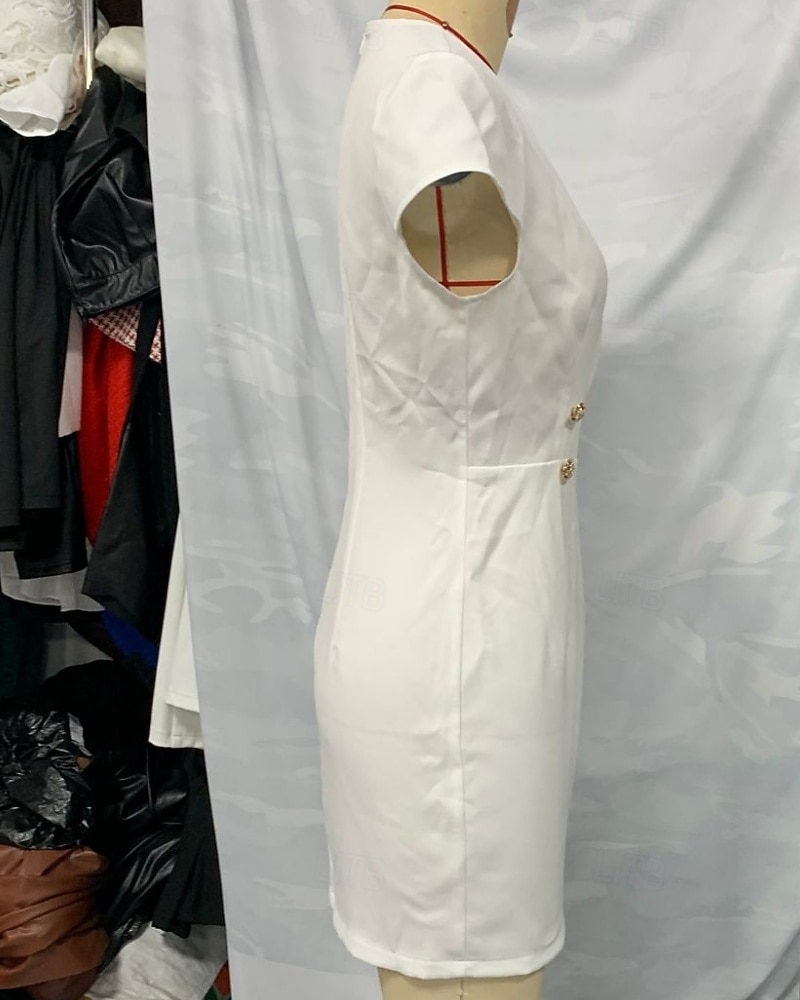 Dames Mini-jurk Witte jurk Casual jurk Schede jurk Elegant Modieus Modern Dagelijks Vakantie Uitgaan Normale pasvorm Effen Korte mouw V-hals Wit Zomer Lente 2026 - $27.99 –P6