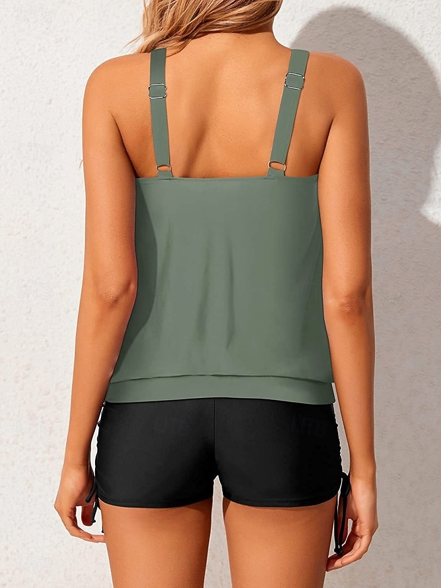 Día de la Independencia Tankini Patriótico para Mujeres Traje de Baño de 2 Piezas Pantalones Cortos Control de Abdomen Cintura Alta Delgado Sin Espalda Vacaciones Traje de Playa Gráfico Cuello en U 2026 - $33.99 –P4