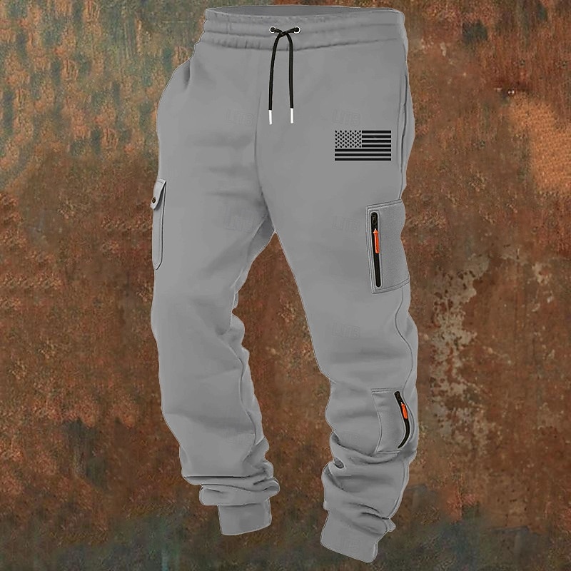 Hombre Pantalones cargo Pantalones de Deporte Persona que practica jogging Pantalones Correa Bolsillo Cintura elástica Bandera estadounidense de los Estados Unidos Comodidad Transpirable Casual 2026 - $26.99 –P1
