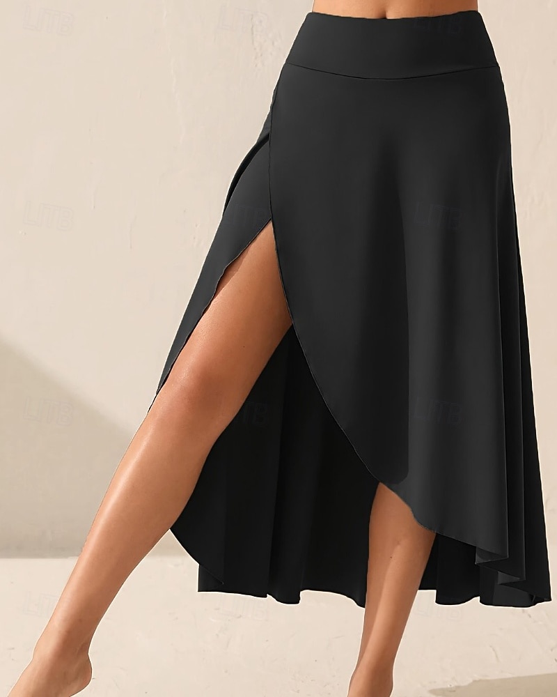 Mulheres Elegante Estilo bonito Médio Cintura Alta Saias Tecido Franzido Hem irregular Sem Elasticidade Diário Praia Preto Vermelho Azul Roxo Verão de 2026 por $16.99 –P3
