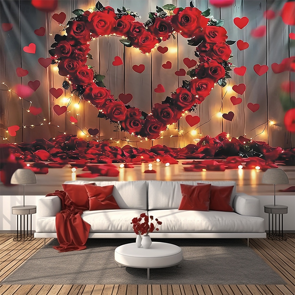 Valentýn gobelín Bannery Deka Rose láska Srdce Roztomilý Romantické 3D Večírek Obývací pokoj Střelecké pozadí Dekorace pro návrh na sňatek Bytové dekorace 2026 - $16.99 –P3