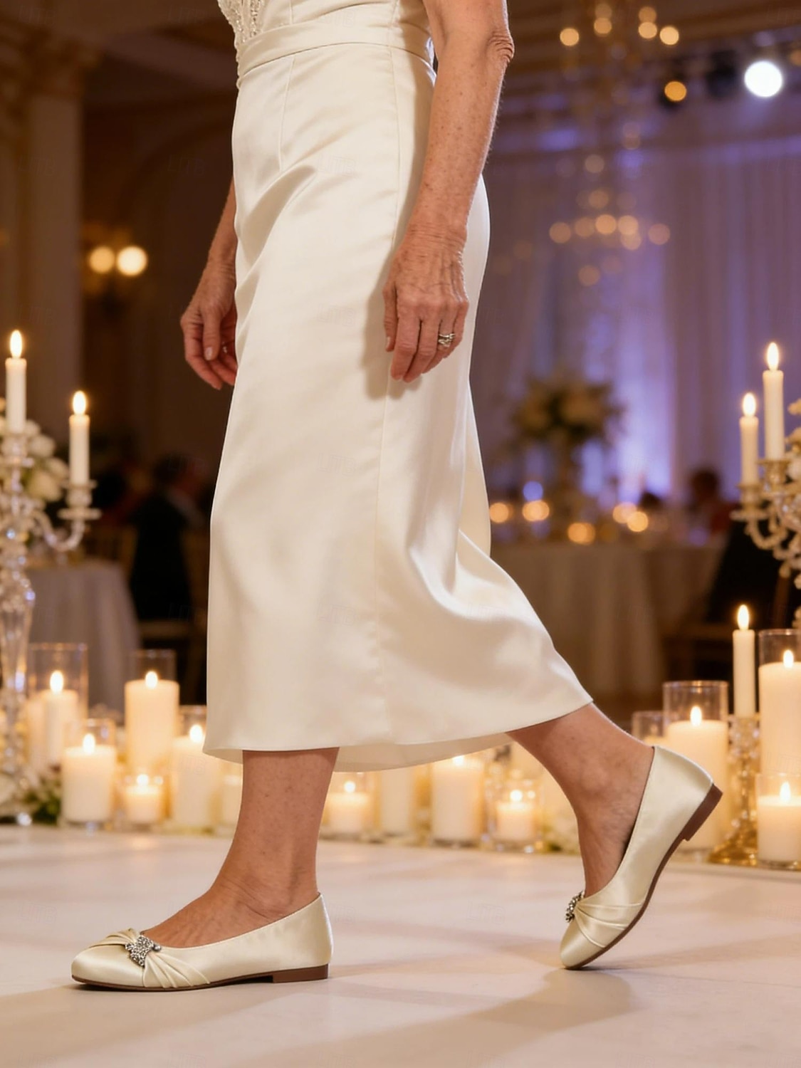 Mother of the Bride Low Heel Wedding Shoes  Elegant Champagne Satin Dress  Shoes for Formal Weddings 2026 - KWD 21.99