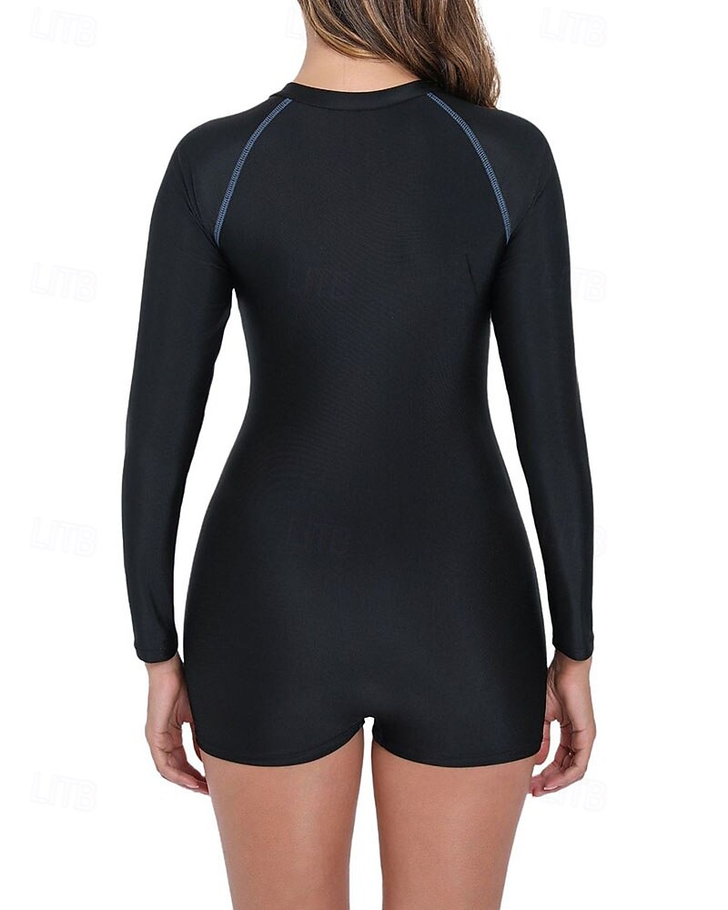 Damen Anti UV Shirt Badeanzug Badeanzüge Patchwork Reißverschluss Ultraleicht (UL) UV Schutz Elastisch Langarm Bademode Surfen Schnorcheln Frühling 2026 - $35.99 –P4