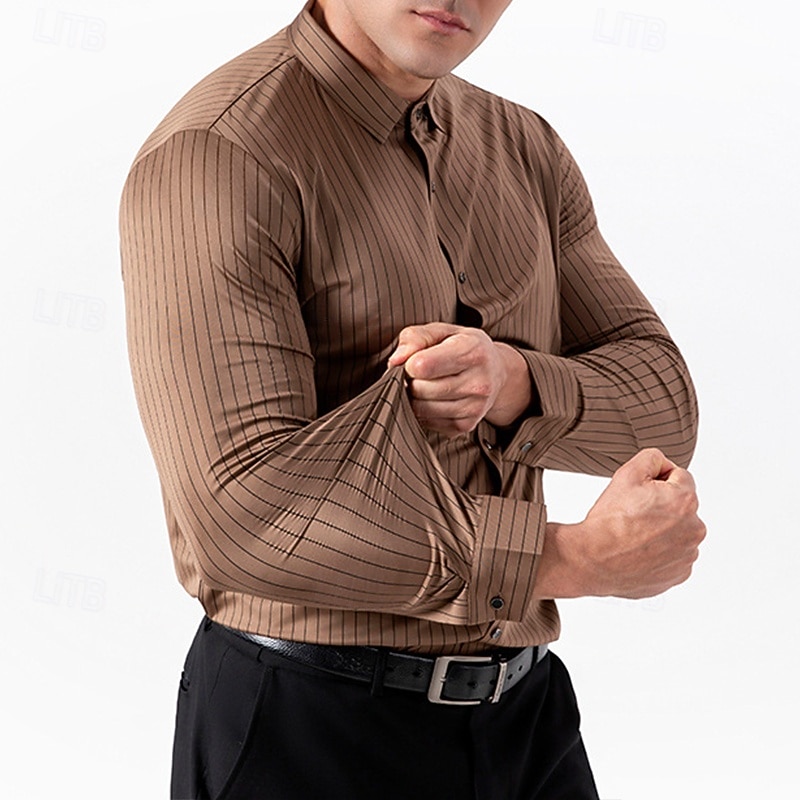Hombre Camisa Camisa para Vestido Abotonar la camisa A Rayas Diario Negocio Bleu Ciel Negro Blanco Rojo Manga Larga Cuello Vuelto Todas las Temporadas Ropa Retazos 2026 - $26.99 –P5