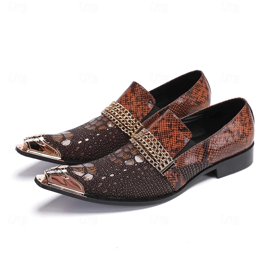 Herr Tofflor och Slip-Ons Formella skor Finskor Promenad Läder Italienskt fullkornigt kohud Bekväm Halksäker Loafers Röd Brun 2026 - $119.99 –P3