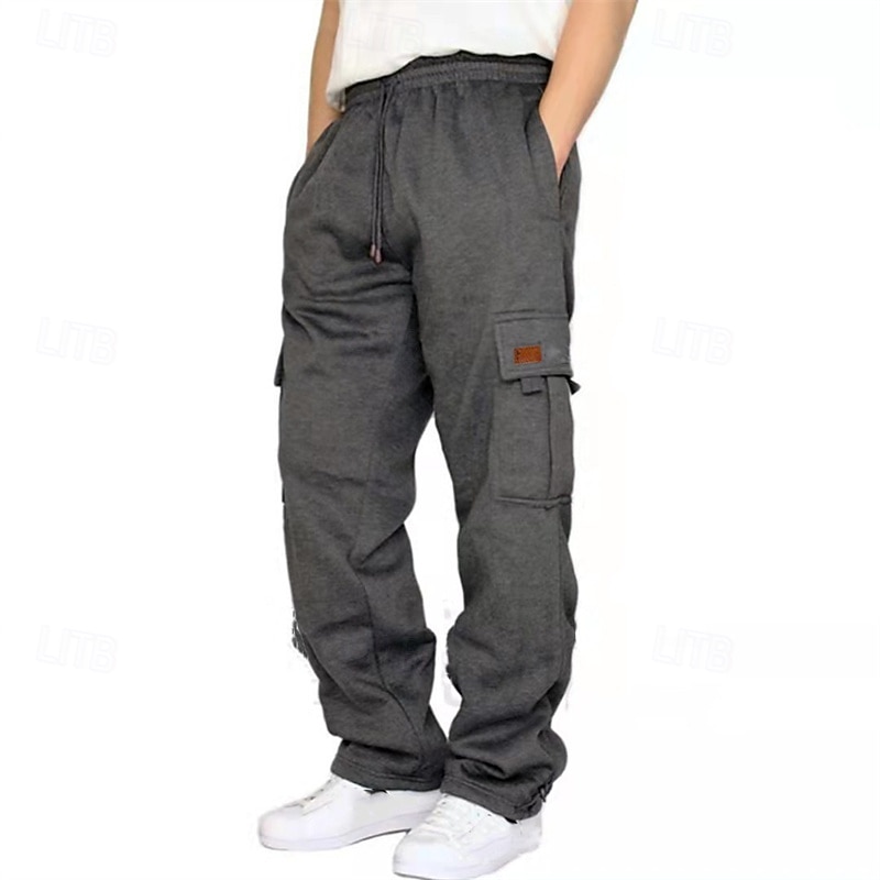 Men's Cargo Pants Sweatpants Trousers Straight Leg Sweatpants Drawstring Pocket Elastic Waist Plain Comfort Wearable Daily Outdoor Holiday Fashion Classic Style Black White 2026 - $20.99 –P4