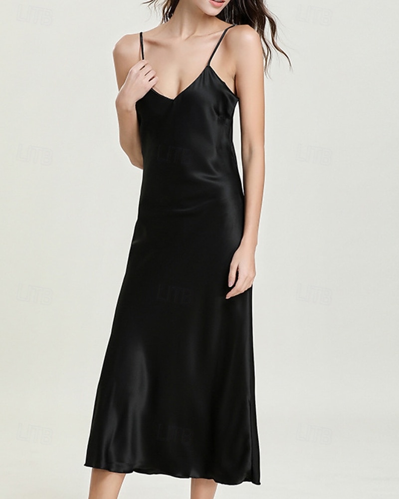 Γυναικεία Νυχτικιά Καθημερινό Μαλακή Σατέν Μονόχρωμες Εξώπλατο Φορέματα Καθημερινά Σπίτι Κρεβάτι Αμάνικο Λουριά Μαύρο Σαμπανιζέ Ανθισμένο Ροζ Ρουμπίνι Πράσινο του τριφυλλιού Καλοκαίρι Χαλαρή Εφαρμογή 2026 - $22.99 –P4