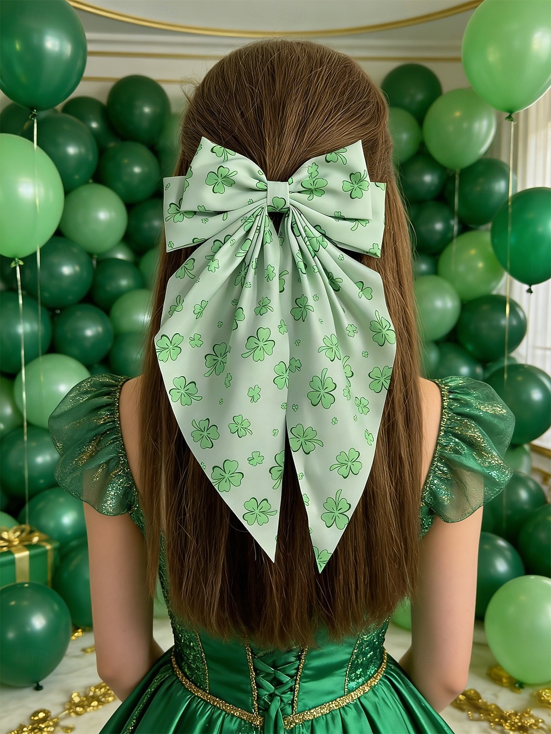 Γυναικείο σετ 3 κλιπ μαλλιών με φιόγκο τριφύλλι για την ημέρα του Αγίου Πατρικίου, oversized ιρλανδέζικες πράσινες κορδέλες, εορταστικά αξεσουάρ μαλλιών με τριφύλλι για γυναίκες &κορίτσια, ιδανικά για 2026 - $11.99 –P3