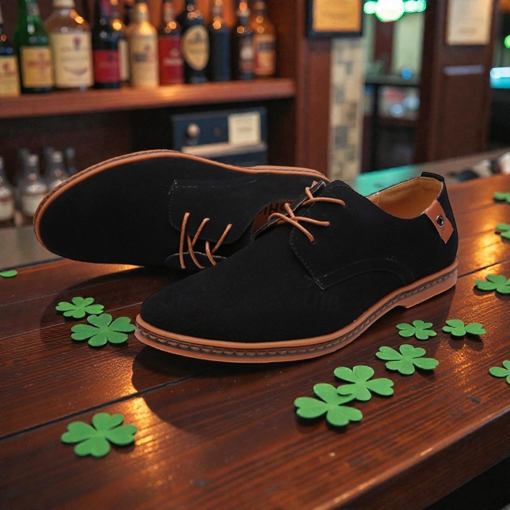 scarpe oxford in pelle scamosciata verde da uomo, scarpe casual morbide e leggere per comfort e stile, perfette per l'uso quotidiano, casual da lavoro, feste e outfit per il giorno di San Patrizio del 2026 a $42.99 –P3