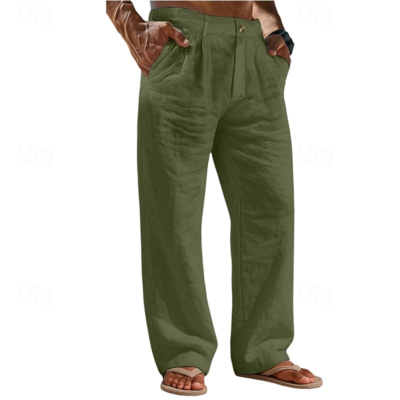 Ανδρικά Λευκά παντελόνια Παντελόνια Καλοκαίρι παντελόνι Φαρδύ παντελόνι Παντελόνι παραλίας Τσέπη Σκέτο Άνεση Αναπνέει Καθημερινά ΕΞΩΤΕΡΙΚΟΥ ΧΩΡΟΥ Παραλία Διακοπές Μοντέρνα Μαύρο Λευκό 2026 - $27.99 –P12