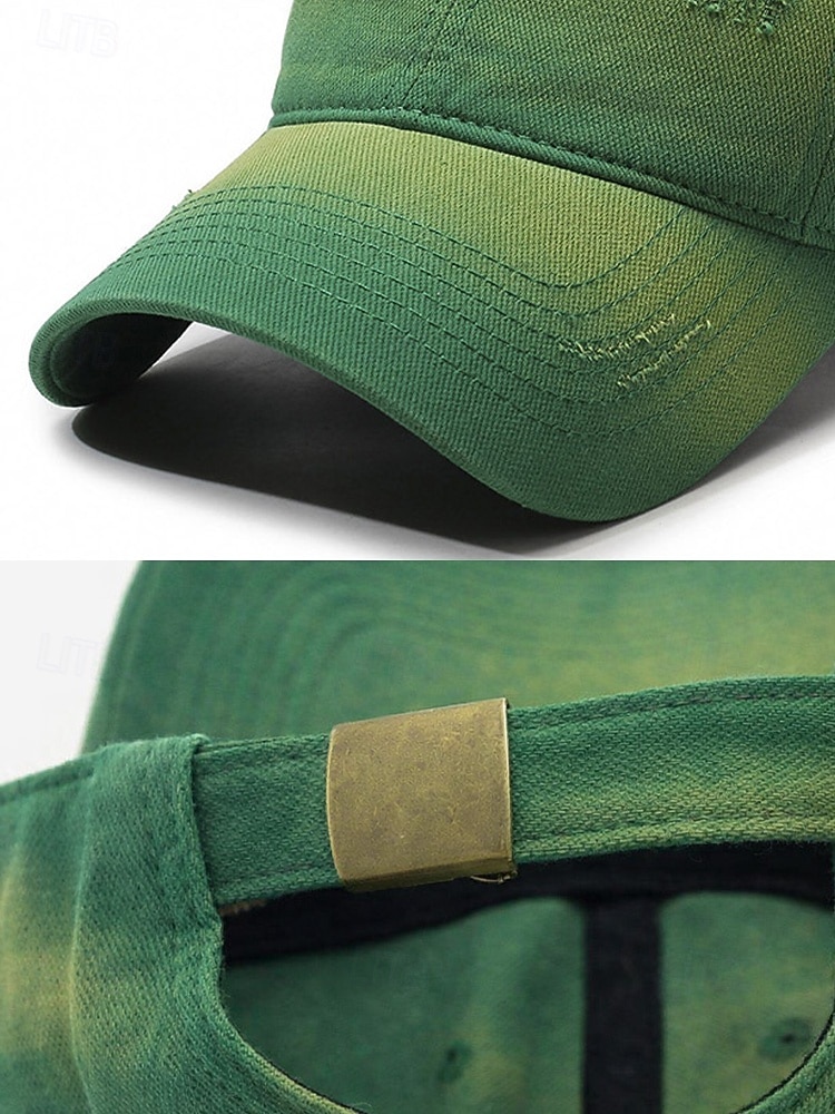 czapka baseballowa z bawełny z gradientem, unisex, ze zniszczonym wzorem, dostępna w wielu kolorach, idealna na dzień św. Patryka i do noszenia na co dzień 2026 - $14.99 –P13