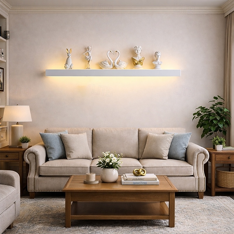 led vegglampe varm hvit hylle veggfeste lysarmatur rektangulære innendørs display hyller vegglamper elegant frostet akryl anti rust 85-265v 2026 - $82.99 –P4