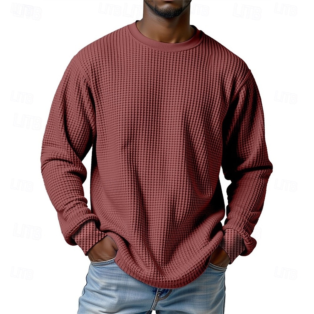 Per uomo Maglietta Waffle Maglietta Camicia a Maniche Lunghe Manica Lunga Girocollo Primavera Autunno Semplice Moda Designer Essenziale Classico Vacanza Streetwear Uscire Nero Bianco Rosso Maglietta del 2026 a $26.99 –P6