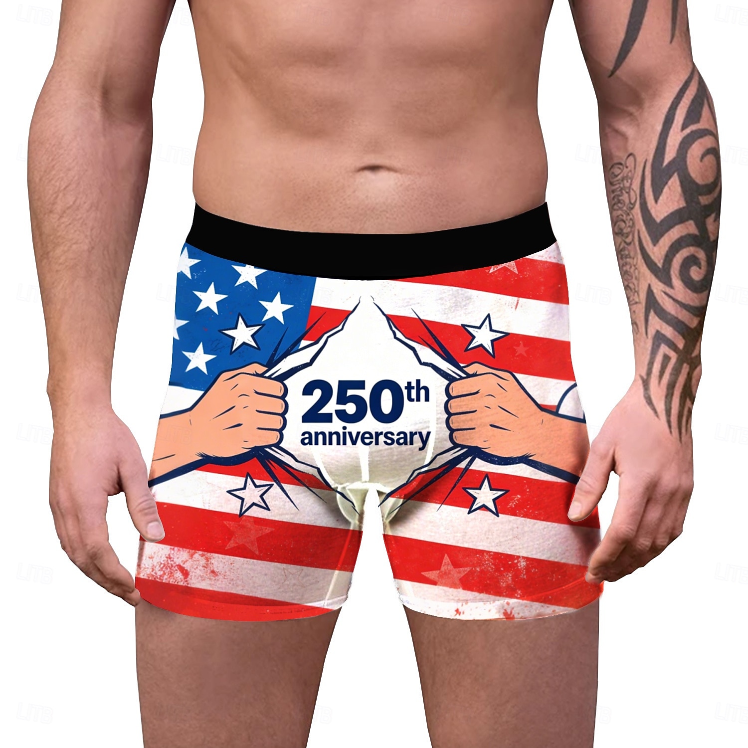 250º Aniversário EUA 2026 Boxer Curto Roupa Íntima Bandeira dos EUA Inovador Engraçado Adulto Homens Dia da Independência 4 de julho Casual Festa Vestir-se de 2026 por $15.49 –P4