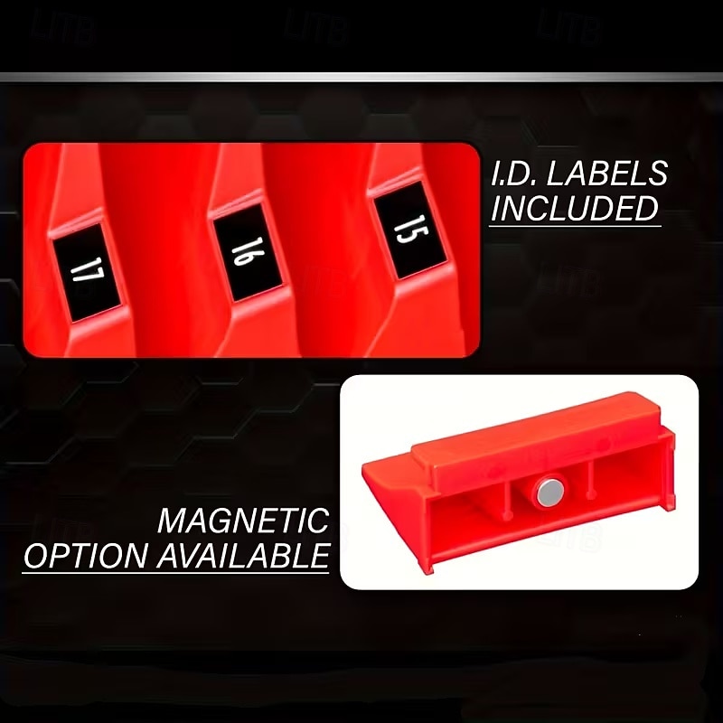 Набор магнитных шестигранных ключей — профессиональный модульный ящик для инструментов, прочный полипропиленовый материал, вертикальный органайзер для инструментов с 23 отделениями, черно-красный, 2026 - $16.99 –P15