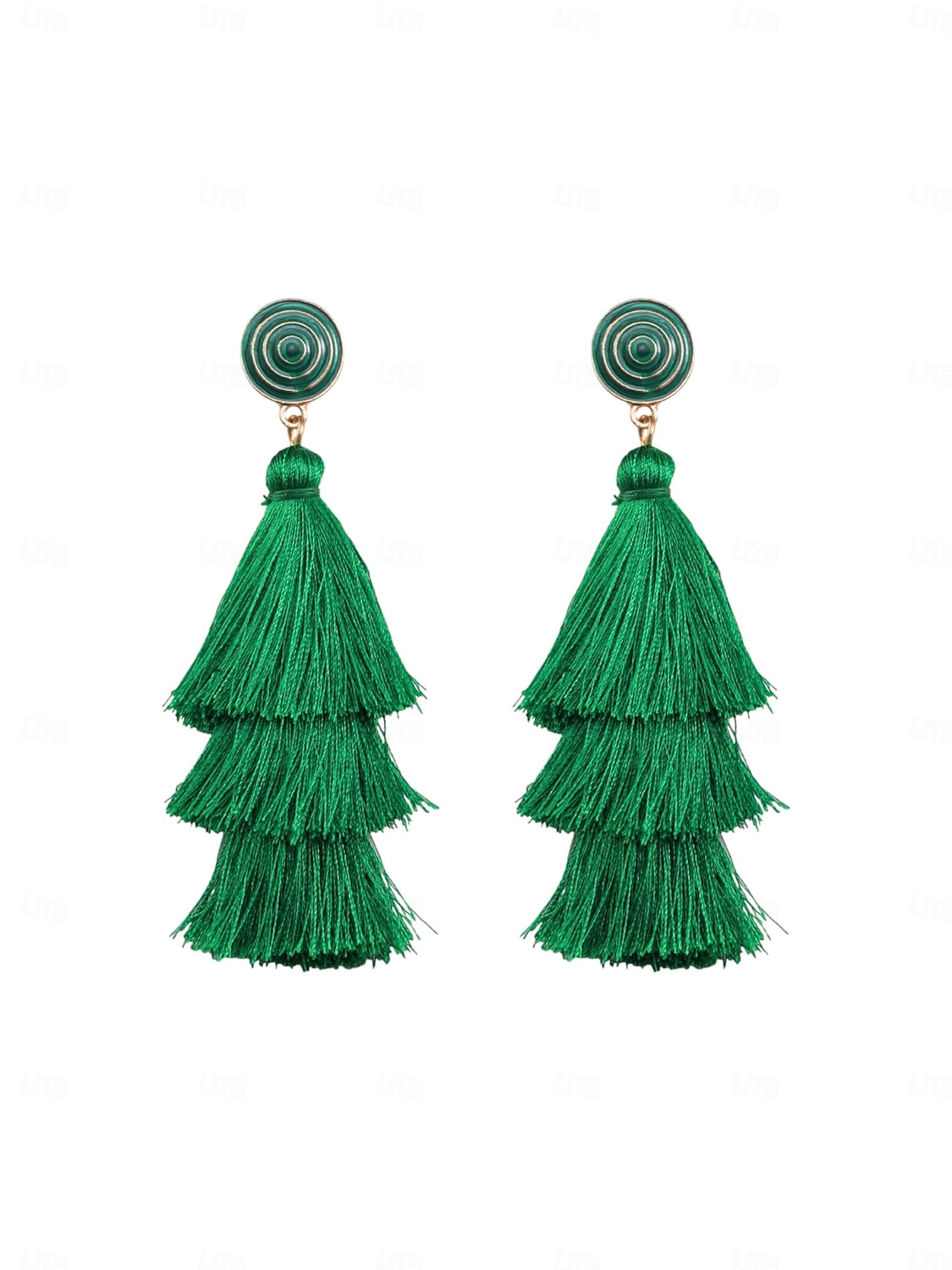 2026年 レディースグリーンタッセルイヤリング - 多層フリンジタッセル付きのスタイリッシュなスパイラルスタッドイヤリング。聖パトリックの日やお祝いのお祝いに最適です。  コレクション – $9.99 –P5