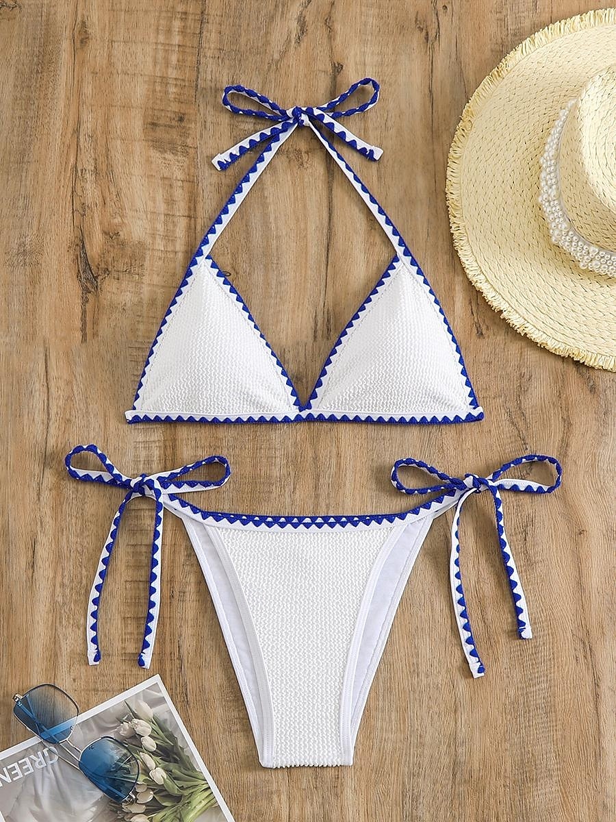 Γυναικείο Μπικίνι 2 Τεμαχίων Μαγιό Cheeky Σλιμ Χωρίς Πλάτη Διακοπές Παραλία Ρούχα Μονοχρωμία Χαλαρός Λαιμός Αμάνικο Μαγιό 2026 - $22.99 –P6