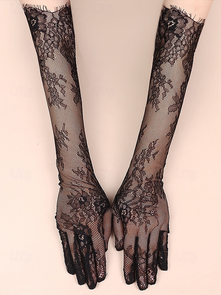 2026年 ウィメンズ マルディグラ レース グローブ、ブラックとホワイトあり、エlegantなデザイン カーニバル、仮面舞踏会、結婚式に最適  コレクション – $11.99 –P8