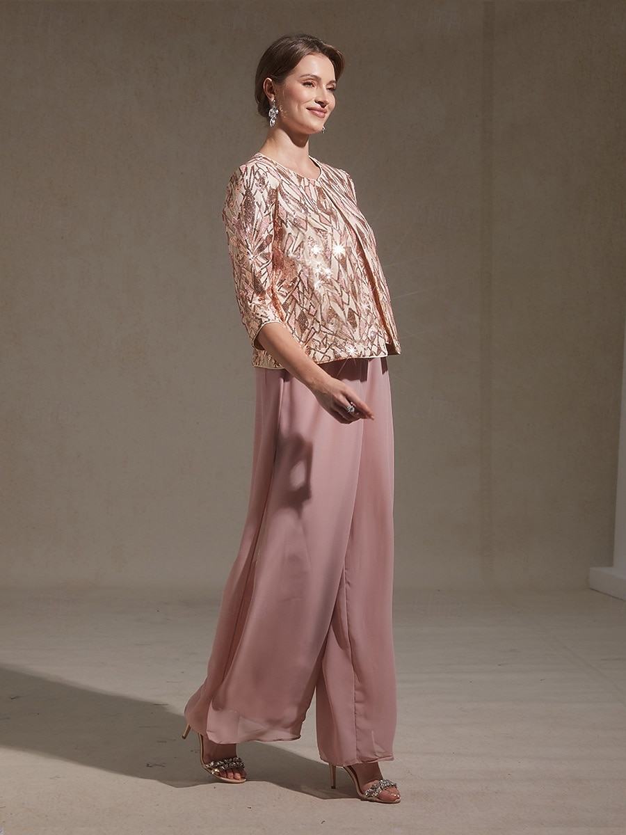 Femmes Hauts à paillettes Paillettes Broderie Géométrique Élégant Manche 3/4 Col mandarin Hauts Réguliers Soirée Tenue de soirée Tenue formelle Rose Claire Été Printemps Automne de 2026 ? $129.99 –P6