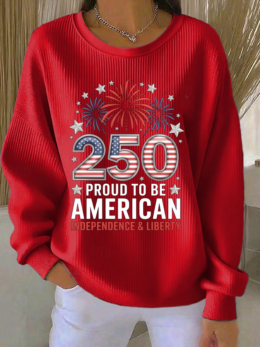 Ziua Independenței Anniversary American Patriotism Pulover pentru femei Graphic Litera Cald Clasic Casual Manșon Lung Gât Rotund Print Casnic Stradă Albastru Negru Alb Roșu Primăvară Toamnă Iarnă 2026 - $29.99 –P4