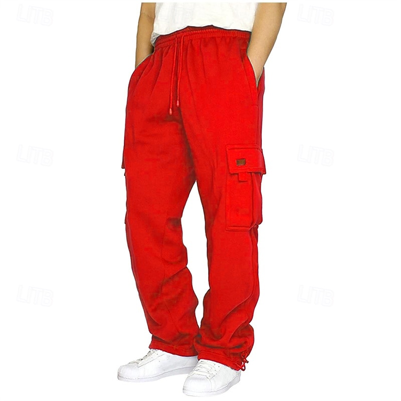 Men's Cargo Pants Sweatpants Trousers Straight Leg Sweatpants Drawstring Pocket Elastic Waist Plain Comfort Wearable Daily Outdoor Holiday Fashion Classic Style Black White 2026 - $20.99 –P6