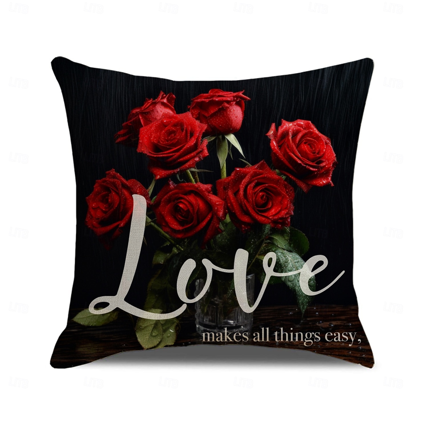 Poszewka na poduszkę z motywem róży na Walentynki, motyw mrocznego zaklęcia, poduszka z nadrukiem czarnej róży, romantyczna sofa &wystrój sypialni, przytulna poduszka do salonu 2026 - $12.99 –P5
