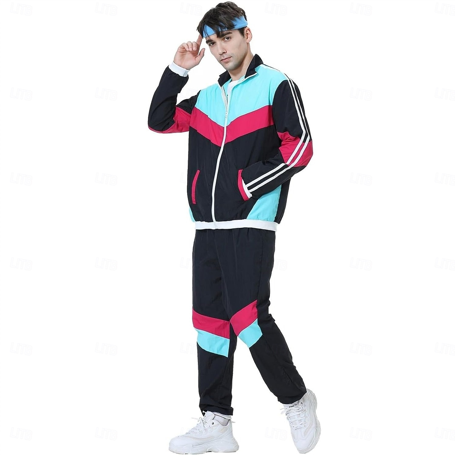 Retro Vintage 1980er HipHop Outfits Zubehörset Sportbekleidung mit Zubehör langarm Disco Kostüm Herren Damen Karnevalskostüm Halloween Karneval Neujahr Pride Parade Pride-Monat Erwachsene Weitere 2026 - $68.99 –P5