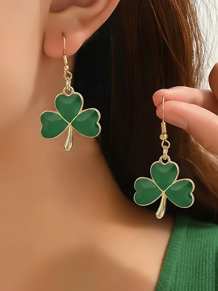 Женские серьги-подвески ко Дню Святого Патрика, дизайн с зеленым клевером и шляпой лепрекона, серьги-подвески из сплава, праздничные ирландские украшения для вечеринки для женщин. 2026 - $7.99 –P2