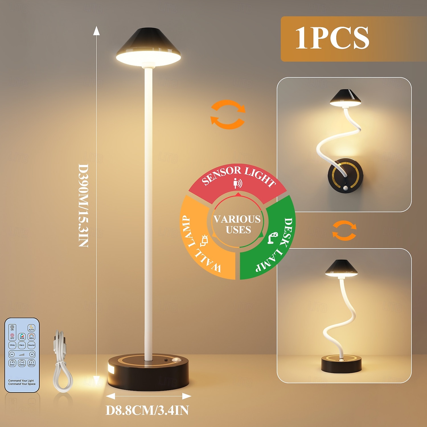 Cordless Table Lamps Rechargeable, Battery Operated LED Desk Lamp Outdoor Waterproof Portable Touch Dimmable Table Night Light for Patio Restaurant Dining Home Black 2026 - $27.99 –P8