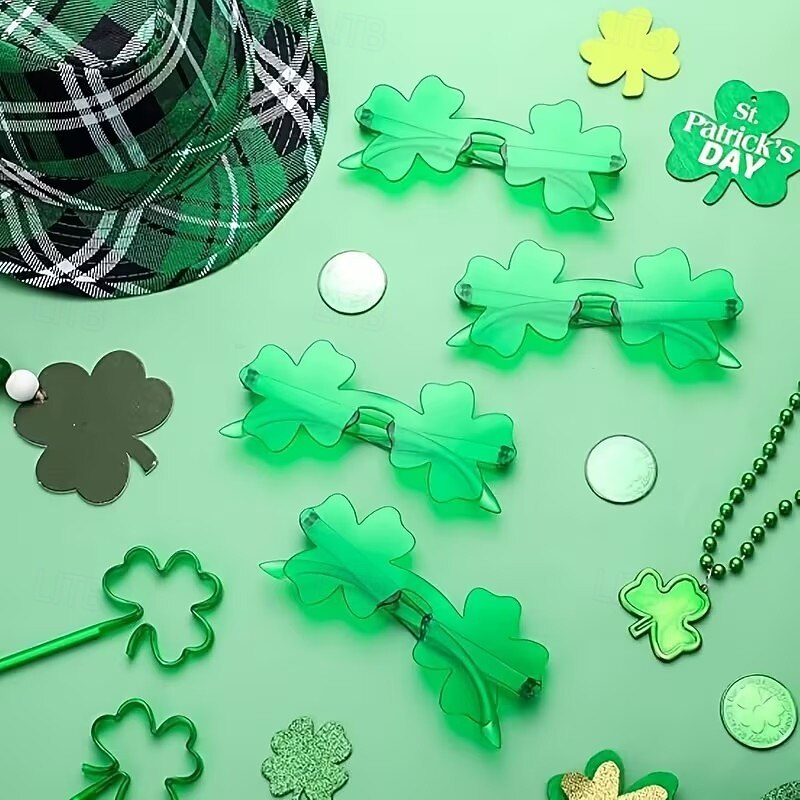 Conjunto de 10 óculos com trevo de quatro folhas verde-irlandês para o Dia de São Patrício - acessórios de festa e fantasias de trevo da sorte. de 2026 por $15.99 –P4