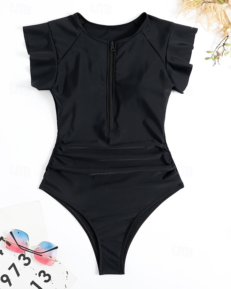 Γυναικεία Προστατευτικά Μαγιό Ολόσωμα κομμάτια Τροπικό Κουμπώσου Φαρδύ μανίκι Προστασία UV Υψηλή Ελαστικότητα Κοντομάνικο Μαγιό Σέρφινγκ Καταδύσεις Ψαροντούφεκο Καλοκαίρι 2026 - $18.99 –P6