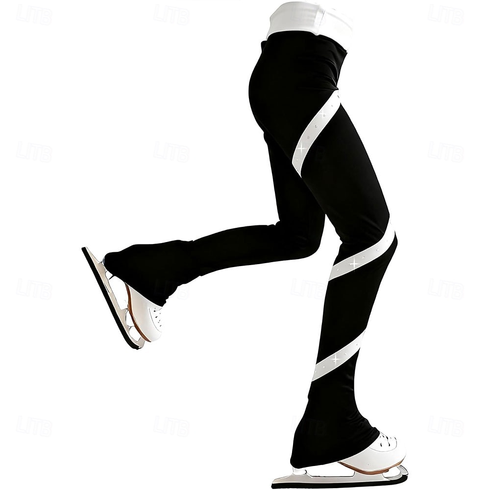 taitoluisteluhousut naisten tyttöjen luisteluhousut musta joustava harjoituskilpailuluisteluasu lämpö lämmin kristalli / strassi luistelu taitoluistelu 2026 - $78.99 –P9