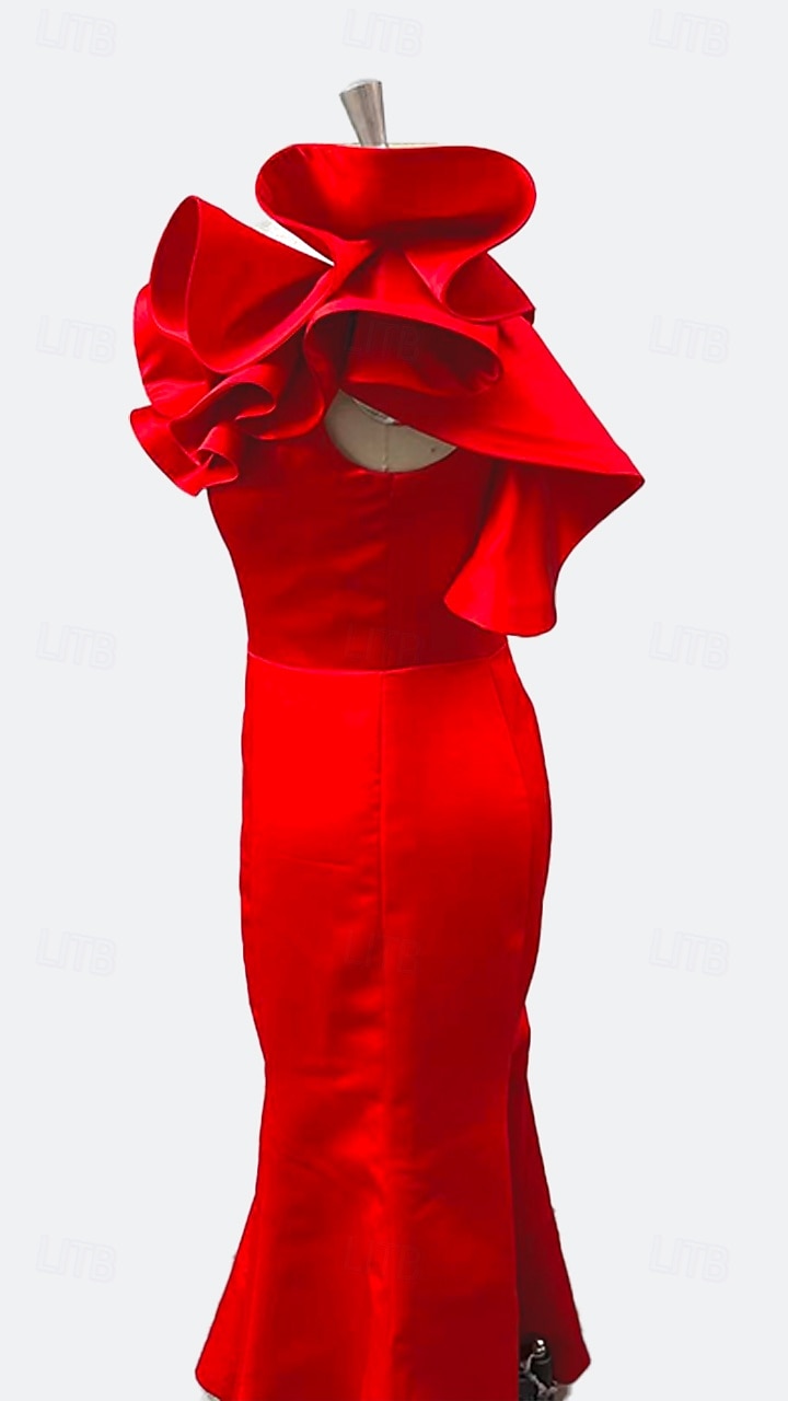 Meerjungfrauenschnitt Bodenlang Abiballkleider Abendkleid Ballkleid Festliche Kleidung Korsetts Sexy Ärmellos Ein-Schulter Formell Hochzeitsgast Taft mit Rüschen Schulterblume 2026 - $172.99 –P8