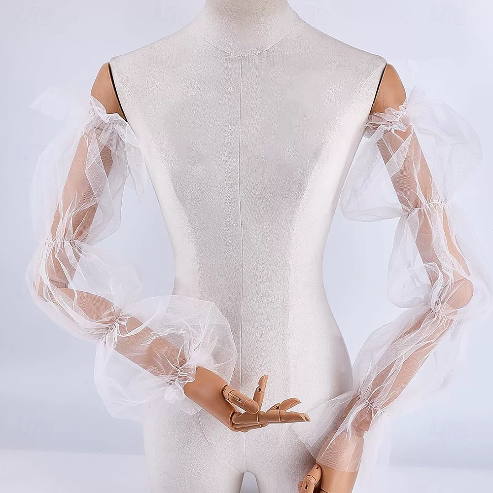 Net / Terylene Knee-Length Glove Elegant / Vintage Style With Pure Color Wedding / Party Glove 2026 - $17.49 –P2