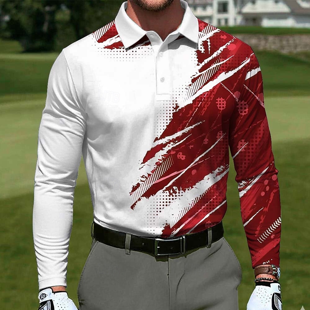 Ανδρικά Γεωμτερικό Γκολφ Πόλο Αθλητικά μπλουζάκια πόλο Μακρυμάνικο Μπλουζάκια πόλο Πέτο Καθημερινό ΕΞΩΤΕΡΙΚΟΥ ΧΩΡΟΥ Ένδυση γυμναστικής και άθλησης Καθημερινά Ρούχα 3D εκτύπωση Κουμπιά Άνοιξη Φθινόπωρο 2026 - $22.99 –P4