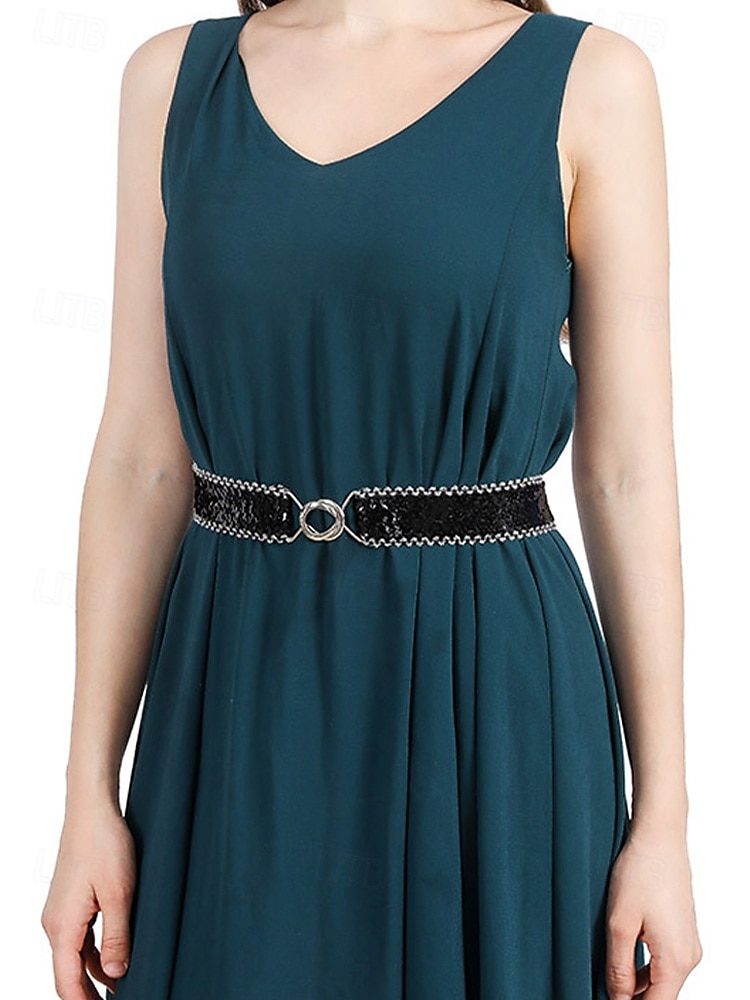 Cinto feminino de lantejoulas, em poliéster elástico, disponível em várias cores, perfeito para o Dia de São Patrício, carnaval e uso diário. de 2026 por $11.99 –P8