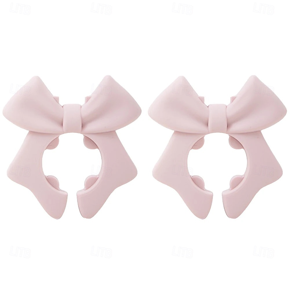 2 ks silikonových podpěr na poklici ve tvaru mašle, roztomilý růžový design mašle, bezpečné uchycení lžiček &metly, držák na kuchyňské náčiní, držák na kuchyňské náčiní, prostorově úsporný kuchyňský 2026 - $10.49 –P13