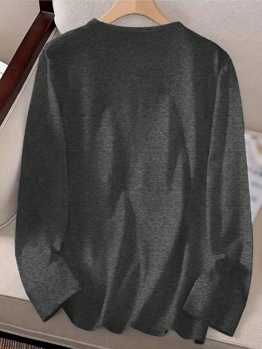 Dam T-shirt Mönster Blommig Grafisk Växter Mode Stylish Klassisk Långärmad Rund hals Vanliga toppar Dagligen Helgen Grå Sommar Vår Höst 2026 - $24.99 –P2