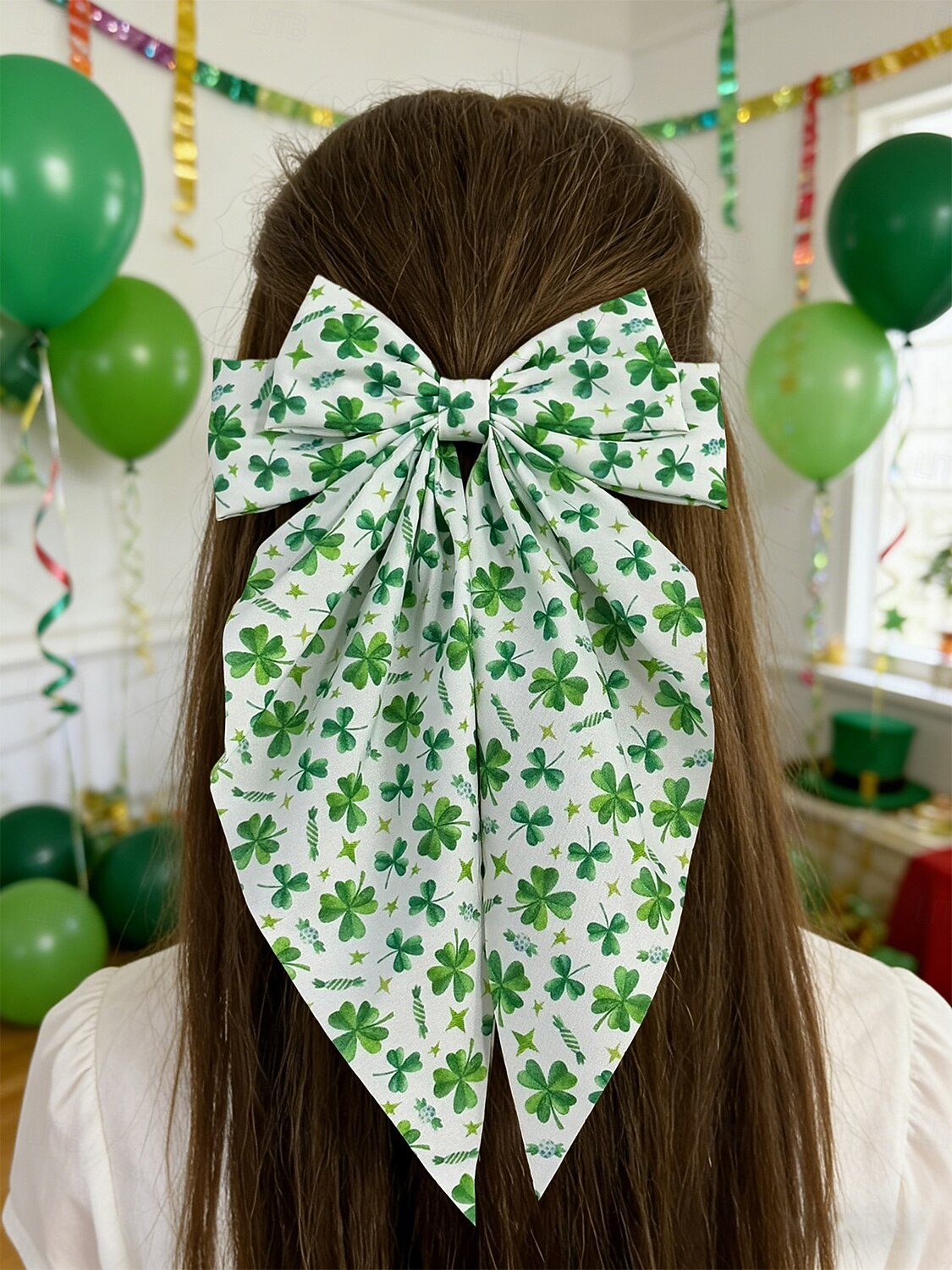Γυναικείο σετ 3 κλιπ μαλλιών με φιόγκο τριφύλλι για την ημέρα του Αγίου Πατρικίου, oversized ιρλανδέζικες πράσινες κορδέλες, εορταστικά αξεσουάρ μαλλιών με τριφύλλι για γυναίκες &κορίτσια, ιδανικά για 2026 - $11.99 –P4