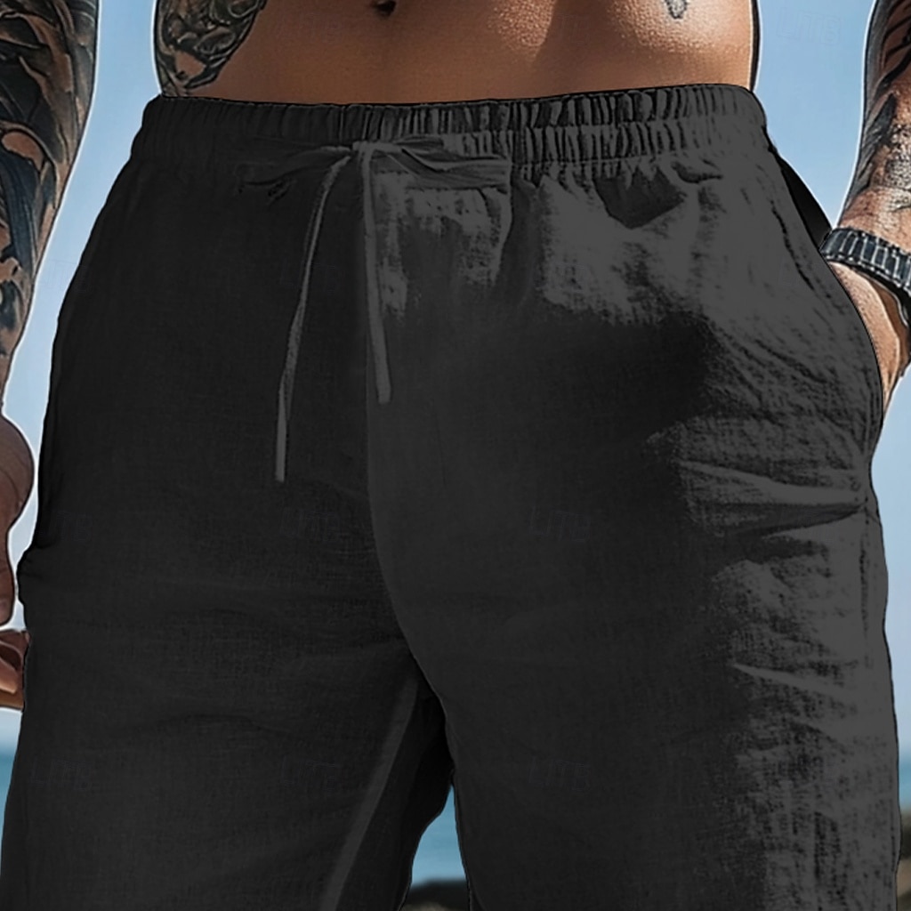 Men's Shorts Summer Shorts Beach Shorts Baggy Shorts Drawstring Elastic Waist Straight Leg Plain Comfort Breathable Short Casual Daily Outdoor Vacation Classic Style Black White Inelastic 2026 - $18.99 –P19