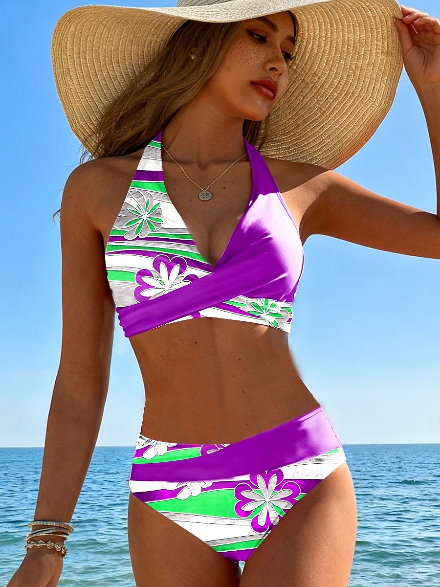 Γυναικείο Μπικίνι 2 τεμαχίων Μαγιό Cheeky Καλοκαιρινό Μόδα Φλοράλ Γραφικό V Λακωνικό Αμάνικο Μαγιό 2026 - $32.99 –P3