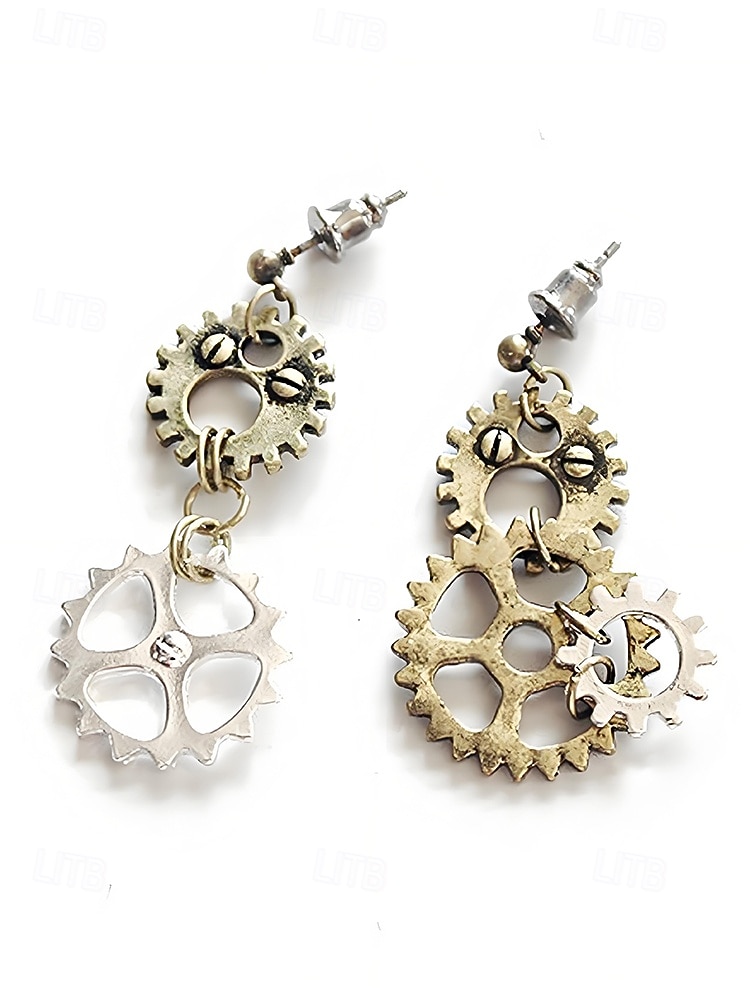 Women's Mardi Gras Multi-Style Asymmetrical Steampunk Gear Earrings - Alloy Drop Dangle for Carnival, Cosplay and Masquerade 2026 - $9.99 –P8