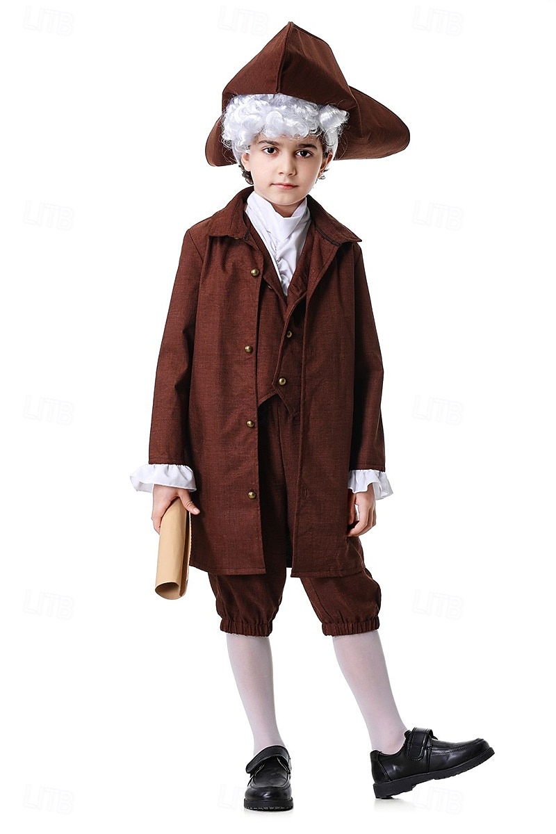 250e jubileum VS Rococo Barok Outfits Lange Mouwen George Washington Koloniaal Onafhankelijkheidsoorlog Kostuum Jongens Carnaval Independence Day 4 juli Kinderen Jas Broeken Kraag 2026 - $46.99 –P1