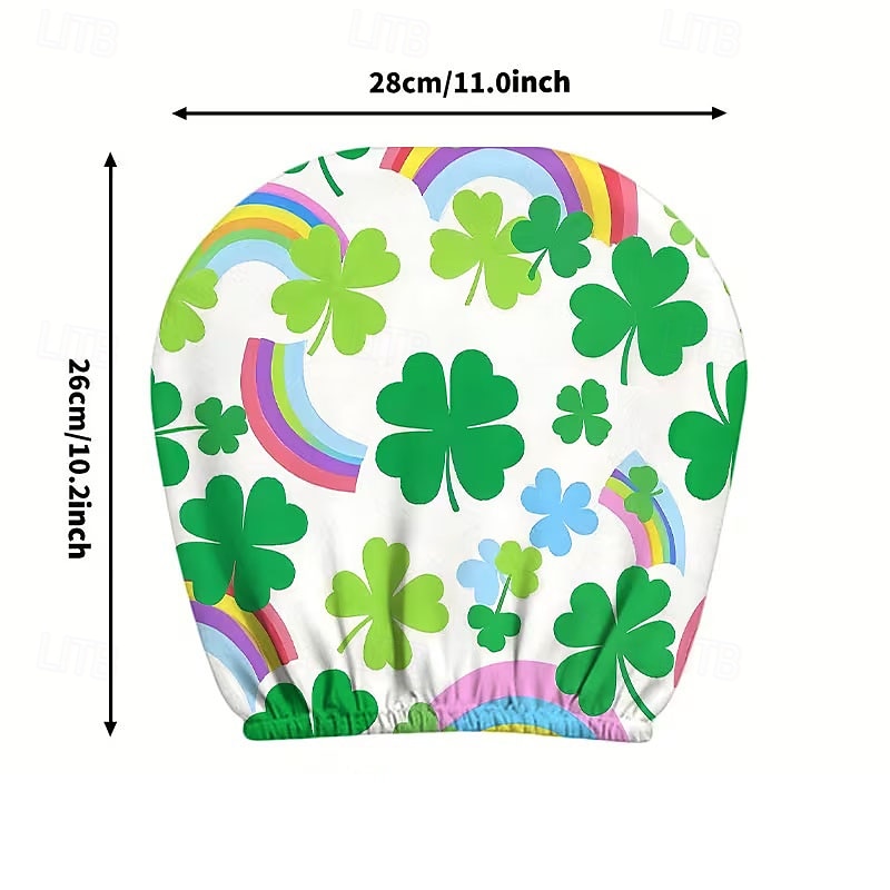 2 capas de encosto de cabeça para carro com trevo verde | compatíveis com todos os veículos, pretas &Adesivo para carro com estampa de trevo verde, design plano 2D, poliéster, fácil instalação - de 2026 por $7.99 –P33