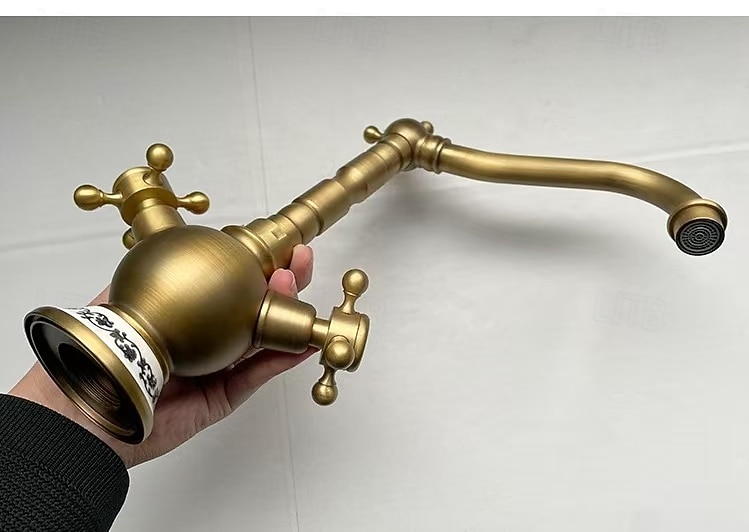 Ванная раковина кран - Вращающийся Хром Внешнее крепление Две ручки одно отверстиеBath Taps 2026 - $186.99 –P5