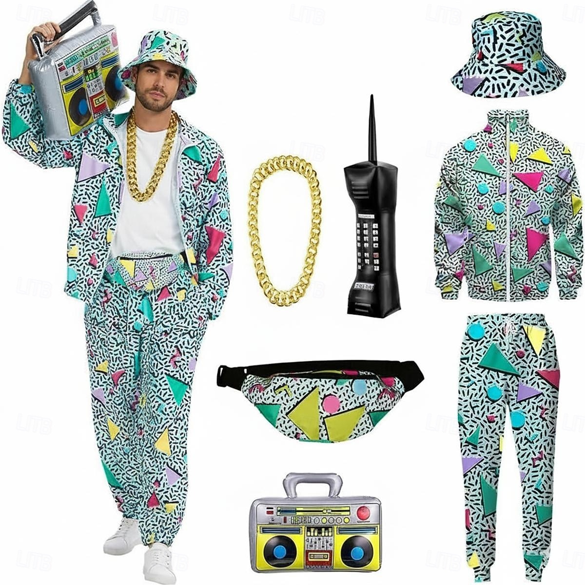 Retro Vintage 1980s Hip Hop Outfits Bag Accesories Set with Accessories Long Sleeves Disco Fancy Dress Men's Carnival Costume Halloween Carnival New Year Pride Parade Pride Month Adults Bag More 2026 - $61.99 –P3